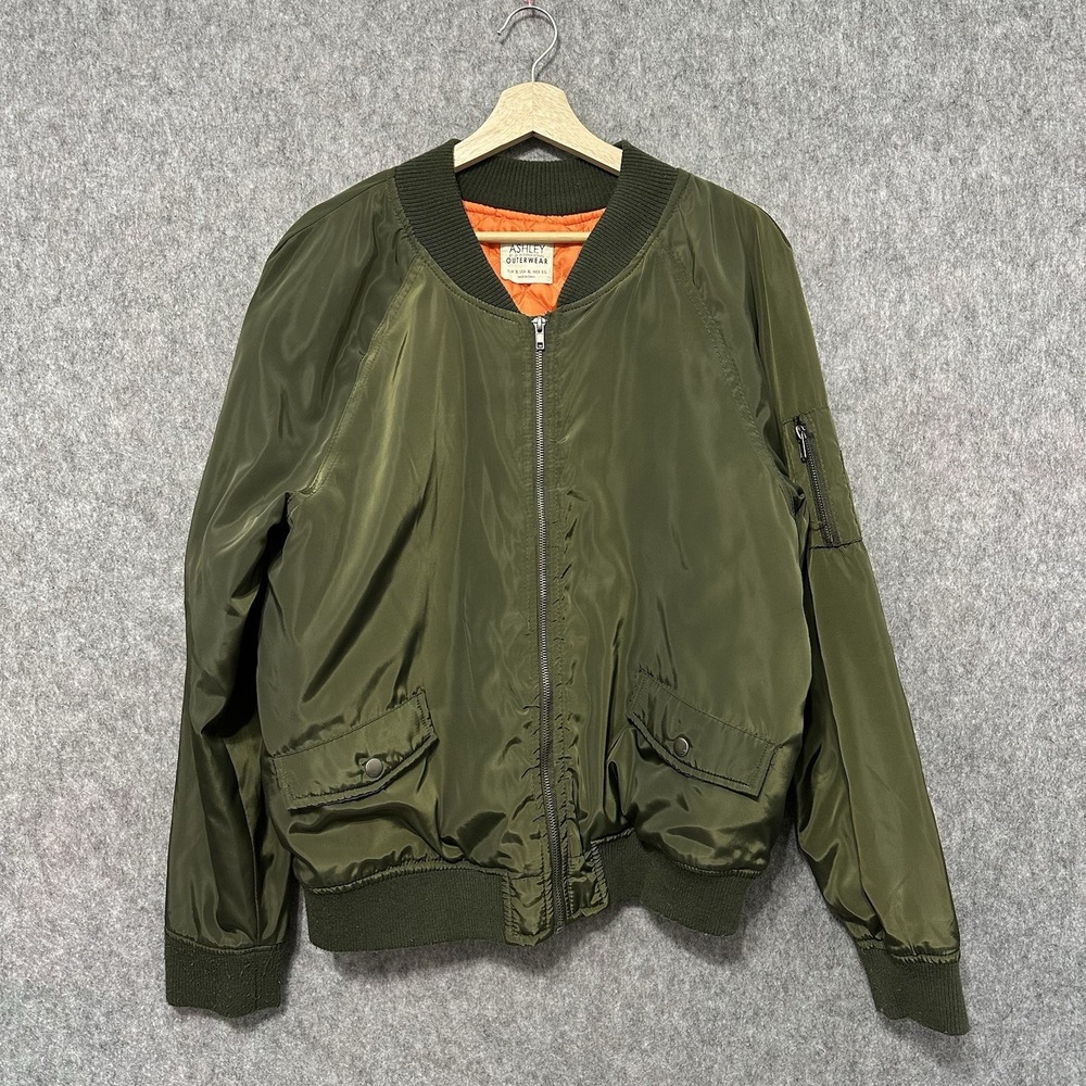 Ashley Outerwear Bomber Jacket‎ Men's XL Green Flight MA-1 Style